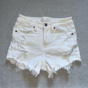 Eunina Lulu Womens Shorts Cut Off Raw Hem Distressed High Rise White Sz Xs